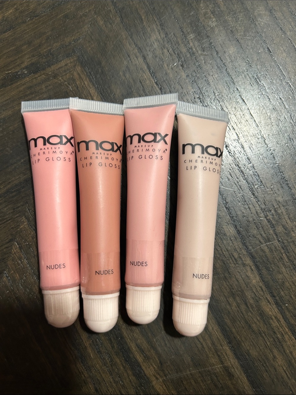 Max Cherimoya Nudes Lip Gloss - Soft Pink & Nude Shades lot of 4